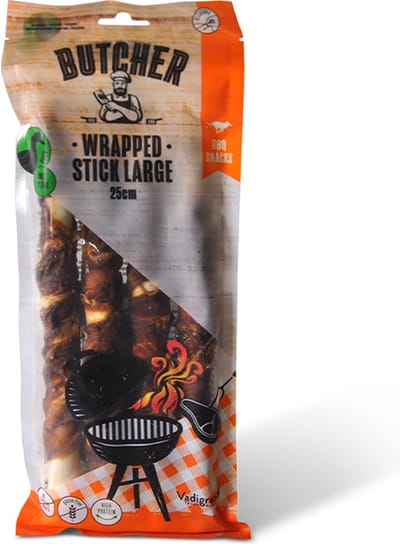 Duck wrapped stick 25cm 250g - large - EEND - GEEN SUIKER TOEGEVOEGD - GLUTENVRIJ - HIGH PROTEIN - SLECHTS 2% VET.- TANDVERZORGEND -MAAK UW HOND BLIJ