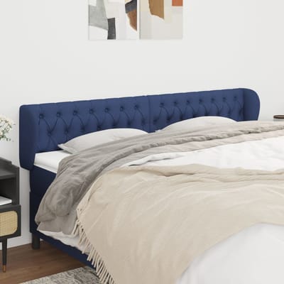 vidaXL - Hoofdbord - met - randen - 183x23x78/88 - cm - stof - blauw