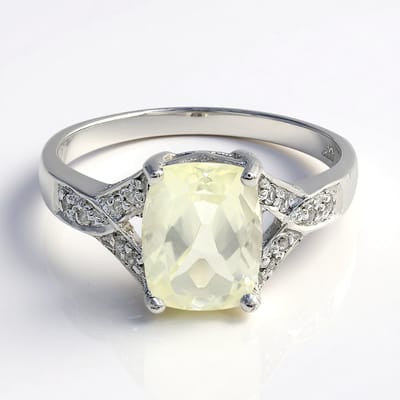 Cavill - 925 Sterling Zilver Ring - Orthoklaas 1,74 ct & Witte Topaas 0,087 ct - Antiek Geslepen Edelsteen - Elegante Exclusieve Sieraden