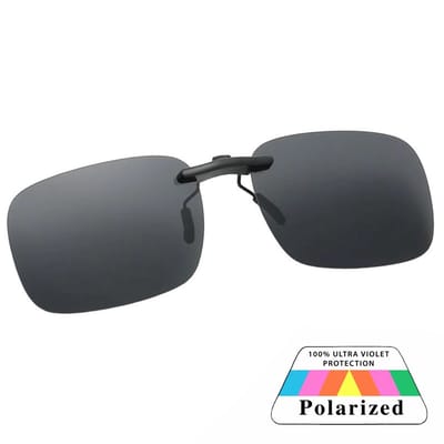 Fako Sunglasses - Clip On Voorzet Zonnebril In Box - Overzet Clip-on - Polariserend - Polarized - Medium - 135x40mm - Zwart