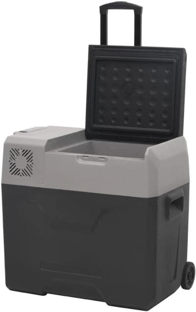 Koelbox met wielen - Isolerende box - Buitenactiviteiten - Grote inhoud - 30 liter - Zwart grijs