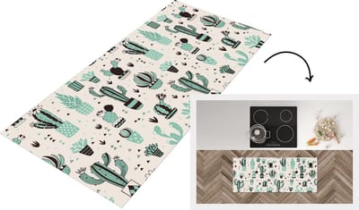 Keukenloper - Loper keuken - Patroon - Cactus - Pot - 120x50 cm - Keukenloper vinyl