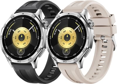 Stravo 2-Pack 22mm Siliconen Smartwatch Bandjes Geschikt voor Huawei Watch GT 2/ 3 / 4 / 5 / 6 (46mm modellen) – Siliconen Horlogebandjes voor Samsung Galaxy Watch 46mm/Galaxy Watch 3 45mm/ Gear S3 / Garmin Venu 3 / 2 – Zwart + Starlight