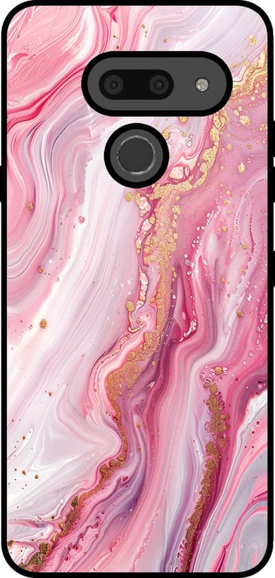 Smartphonica Telefoonhoesje Geschikt voor LG G8 ThinQ met marmer opdruk - TPU backcover case marble design - Roze geschikt voor LG G8 ThinQ