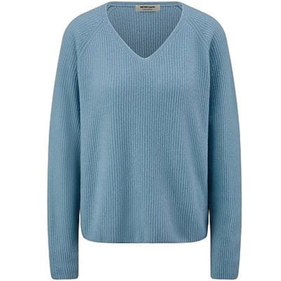 Trui V-hals 100% kasjmier Van Peter Hahn blauw