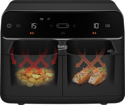Beko FRL5388B Dubbel 4,25 l Vrijstaand 2400 W Heteluchtfriteuse Zwart
