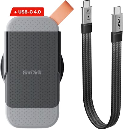 CRAP.SUPPLY® SCREENMOUNT - Magnetische SSD Houder - SanDisk Portable - USB-C 4.0 Kabel - Carbon Fiber Bundel