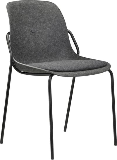 Felt Fine - PET Stoel Antraciet - Zwart Frame - 100% recycle plastic en staal - Zitting Zwart (Fair Furniture Group – Nederlands Familiebedrijf)