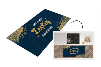 Keukenloper - Loper keuken - Spreuken - Gefeliciteerd zestig jaar getrouwd - Goud - Quotes - Jubileum - 120x60 cm - Keukenloper vinyl