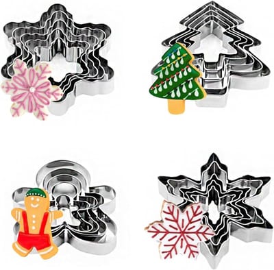 20 Stuks Kerstkoekjesuitsteekvormen van RVS voor Kerstboom, Peperkoekman en Sneeuwvlok - Perfect voor Bakken en Decoratie van Taarten en Sandwiches