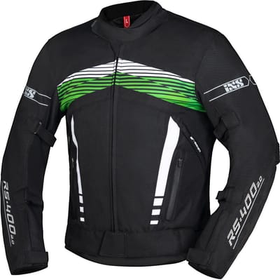 IXS RS-400-ST 3.0 Waterdichte Zwart Wit Groen Textiele Motorjas - Jas