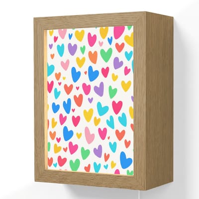 Wandlamp 15x20 cm - Oplaadbaar - Hartjes - Kleurrijk - Patroon - Levendig - Wandlampen binnen woonkamer - Slaapkamer lamp met kabel - Decoratieve nachtlamp - Vloerlamp snoer
