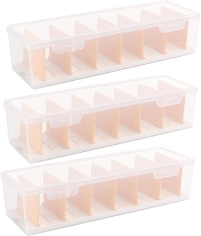 Set van 3 Opbergdozen voor Kabels met Compartimenten, 30 x 10 x 7 cm, Transparante Kabelbeheerdozen voor Opladers en Kantoororganisatie