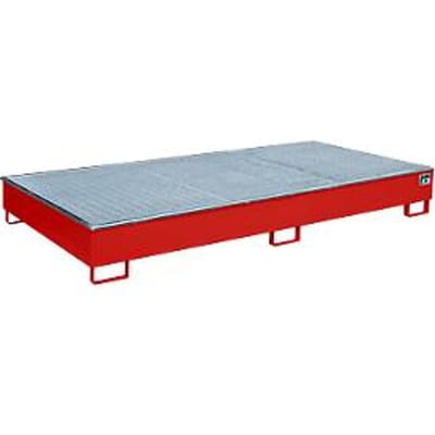 Bauer Etagebak RW-GR 2700-2 PE, met PE inzet, met rooster, L 2665 x B 1315 x H 305 mm, vlamrood RAL 3000