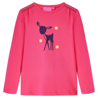 vidaXL - Kindershirt - met - lange - mouwen - 128 - felroze