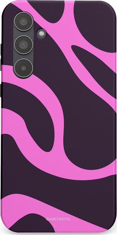 Casetastic hoesje geschikt voor Samsung Galaxy A55 - Dubbellaagse bescherming - Roze Paarse Lavendel Abstractie - Fashion Case - Donkergrijs Roze