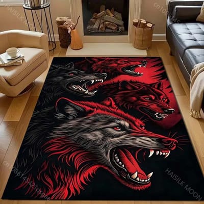 3D Fierce Wolf Pack Print Tapijt voor Slaapkamer Woonkamer Bedzijde Sofa Vloermat Kinderspeelkamer Antislip Kleed Snelle Verzending 50x80cm (20x31in)