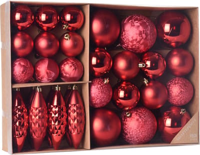 Kerstballenset 31 delig Rood - 31 stuks - Kerstbal - Kerstversiering
