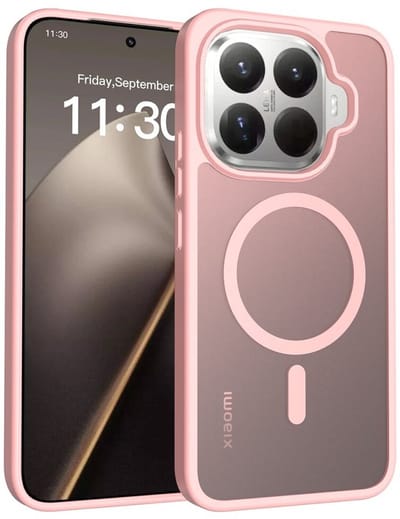 Hoesje voor Xiaomi 15T Pro – Hybrid Back Cover - Compatible met MagSafe – Schokabsorberend TPU & Hard PC – Matte Semi Transparante Beschermhoes Roze
