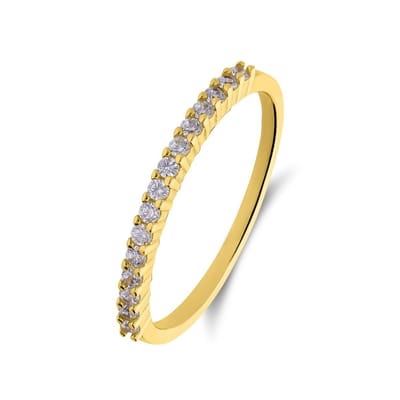 Lucardi Dames Zilveren goldplated ring met zirkonia voor dames - Ring - 925 Zilver - Goudkleurig - 19.50 / 62 mm