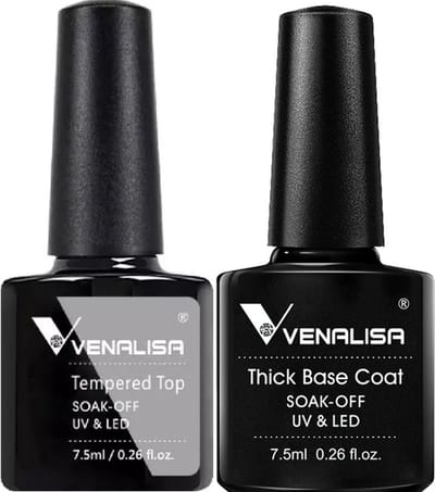 Venalisa Top en Base Coat UV Gellak Set - 15 ml (2x 7.5 ml) - Gellak Starterspakket - Gellak Top Coat - Gellak Base Coat - Gellak Set - Venalisa Gellak - Gellak Nagellak
