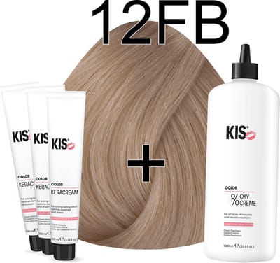 Kis KeraCream Color - 100ml - Haarverf Set - 12FB Ultralicht fantasie beige | KIS - (3 x haarverf & 1L waterstofperoxide)