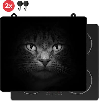KitchyMist Inductie Beschermer 60x52 cm - Kat Portret - Kookplaat Beschermer - Afdekplaat voor Kookplaat - Inductie Mat - Spatscherm Achterwand Keuken