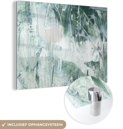 MuchoWow® Glasschilderij 120x90 cm - Schilderij acrylglas - Tuindecoratie - Verf - Abstract - Foto op glas - Schilderijen