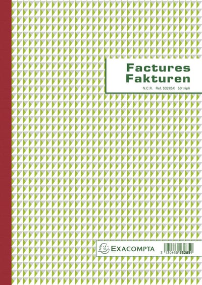 Exacompta 5x Facturen 29,7x21cm 50 blad doorschrijfpapier tripli Tweetalig - - 53285X