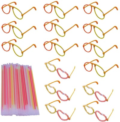 Dailygoods- Feestglazen 10 stuks - Ronde/Hartvormige Glazen - Lichtgevend - Feestaccessoires - Meerkleurig - Duurzaam kunststof - Lichtbril