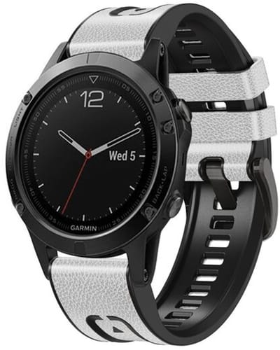 By Qubix - Geschikt voor Garmin bandje - 26mm Quickfit - leer + siliconen bandje - Wit - Geschikt voor Garmin Fenix 8 / 8 Pro - 51mm