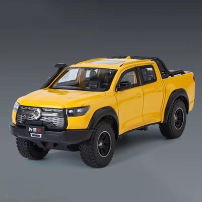 1:24 Schaal Poer Auto Model Speelgoed Legering Diecast Vrijlopend Schokdemping Geluid Licht Off-Road Pick-up Truck Modellen Voor Kinderen