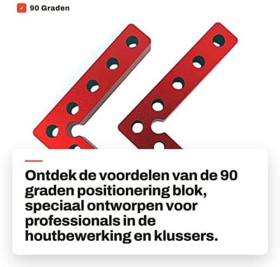 Dailygoods- Positioneringsblok Precisie - Aluminium Vierkante Liniaal - 90 Graden Hoek - Klemmen - Geanodiseerd Rood - Schokbestendig - Hoekblok