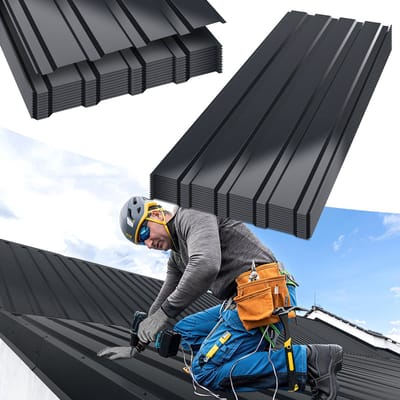 36 stuks Dakpanelen - 115 x 45 cm - Profielplaat SET incl. handschoenen - 18 m² - Muurplaat Dakplaat - Dikte 0,25 mm - Gevelbekleding - Grijs