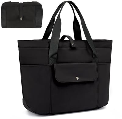 TAN.TOMI Handtas Dames – Shopper & Schoudertas met Meerdere Vakken – Grote Tote Bag – Opvouwbaar & Met Ritssluiting – Ideaal voor Werk, Reizen & Dagelijks Gebruik - Zwart