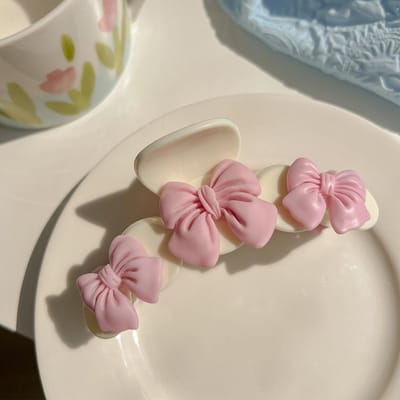 Nieuwe Roze Perzik Haarklem Vintage Schattige Strik Haarklemmen Haai Beer Hart Haarklem Voor Vrouwen Feest Hoofdaccessoires