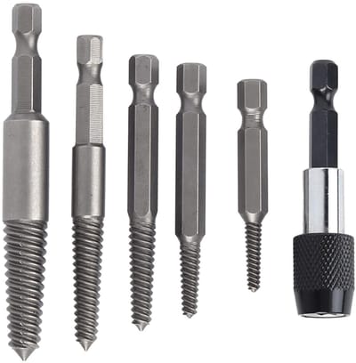 Schroef Extractor Set - Gebroken Bout Verwijderaar - Schroeven Verwijderen - Zes Kops Handvat - Set van 6 - Zilver