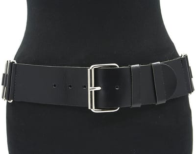 Dames zwarte heupriem met vlechtwerk - 6 cm breed - Leer - Brede riem - Stoer - Maat 85
