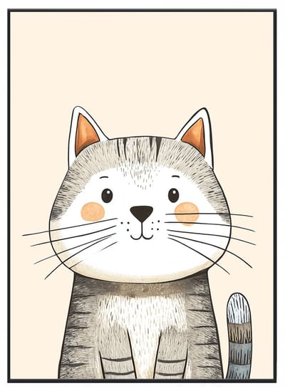 No Filter - Poster Kat - Poster voor Baby- en Kinderkamer - A3 (30x40 cm) - 250 grams papier - Kinderkamer decoratie