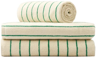 Strandlaken - Grote Badhanddoek (100 x150) - Naram Collectie - Bongusta - Pure white & Grass (wit & groen)