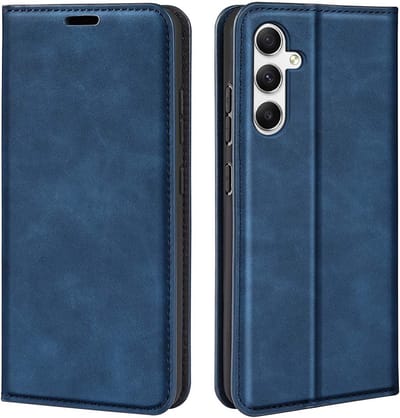MobyDefend Hoesje - Geschikt voor Samsung Galaxy A35 - Luxe Wallet Bookcase (Magnetische Sluiting) - Blauw