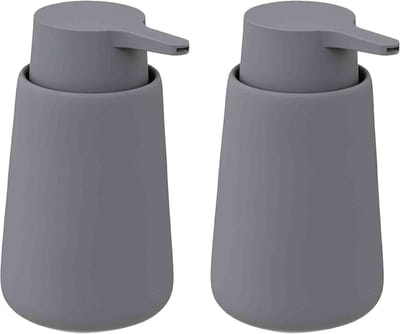 5Five Zeeppompje/dispenser - 2x - keramiek - grijs - 250 ml - keuken/badkamer/toilet - lotionpompje