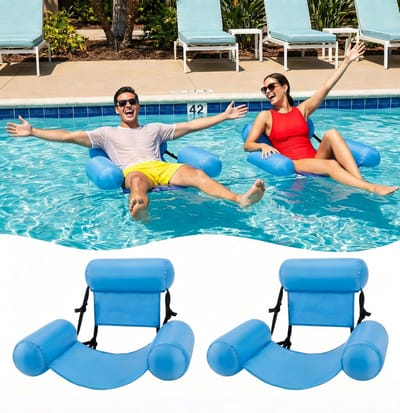 2-Pack Opblaasbare Zwembadstoel voor Volwassenen – Drijvende Lounge Stoel met Verstelbare Rugleuning – Pool Float Chair voor Zwembad, Strand, Meer en Zomervakantie