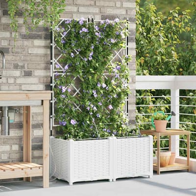 vidaXL - Plantenbak - 2 - st - Wit - 80 - x - 40 - x - 142 - cm - PP