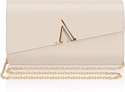Elegante Minimalistische Handtas voor Vrouwen - Nude Leren Clutch met Afneembare Schouderband voor Avond, Bruiloft en Feestjes, 23 x