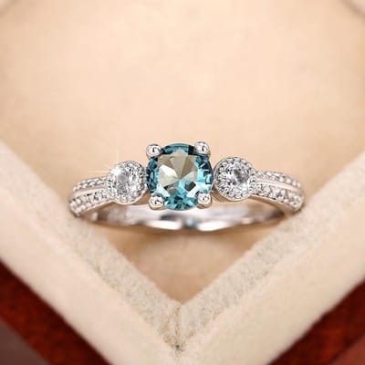 Huitan Bagues de Mariage Tendance pour Femmes Couleur Bague Fine Tempérament Élégant Alliance de Mariage Fiançailles Accessoire Bijoux 8 beige