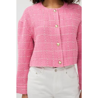 EsQualo Jacket Cropped Boucle Rose Maat: 34 | Korte Jassen Outlet | Dames | Roze