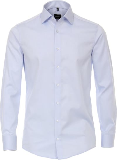 VENTI modern fit overhemd - mouwlengte 72 cm - twill - blauw - Strijkvriendelijk - Boordmaat: 41