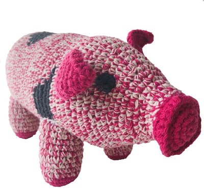 Luna-Leena duurzame varken in fuchsia roze - in bio katoen - hand gehaakt in Nepal - cadeau - Miss Piggy - zoogdier - boederijdier - pig - knorretje
