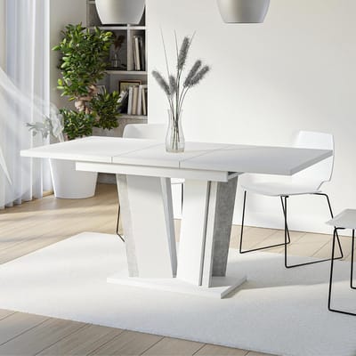 Eettafel uittrekbaar - Keukentafel Eetkamertafel - Gezellig dineren - Verborgen verlengstuk - 120-160x80x75 cm - Wit